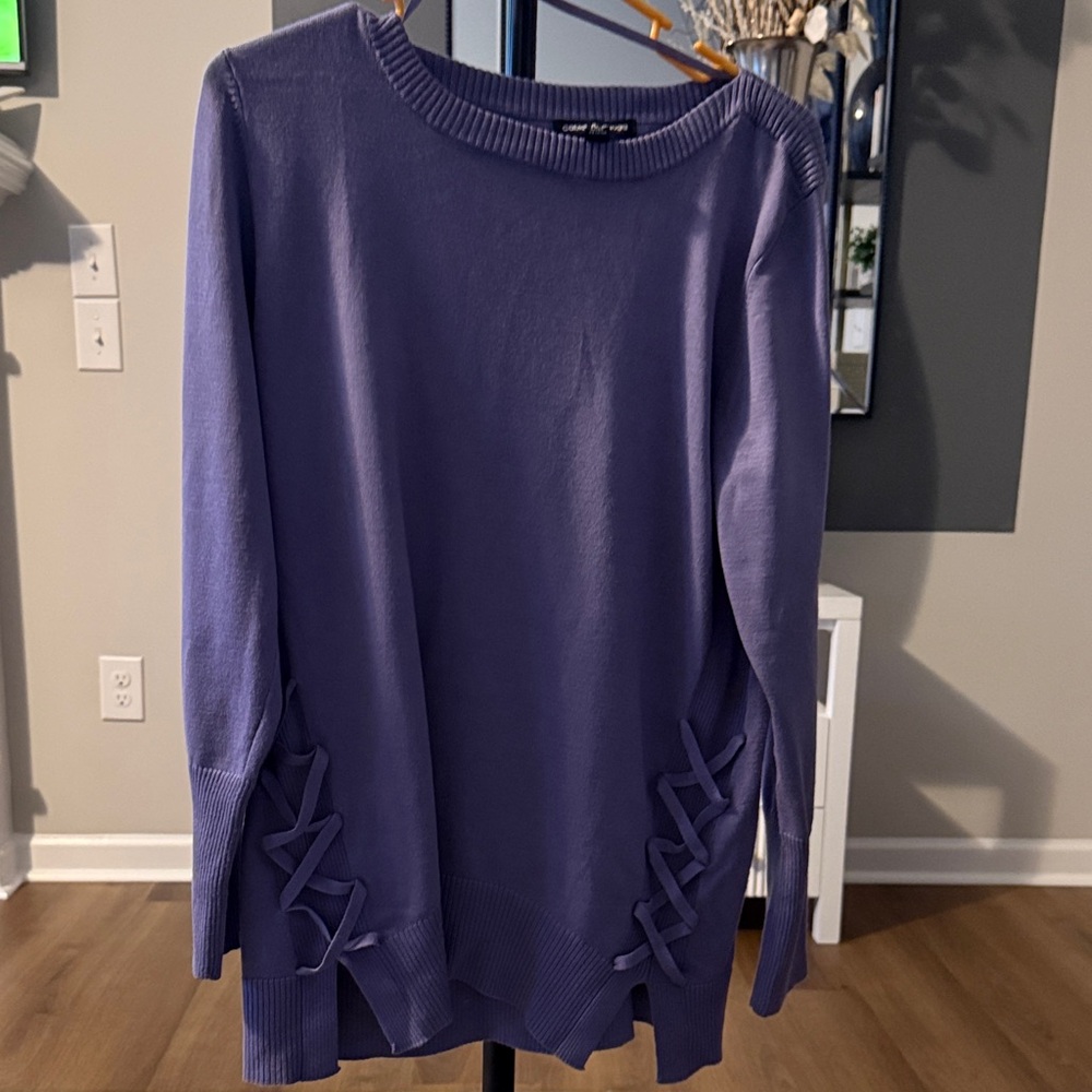 Cable & gauge Purple Sweater with Side Lace-Up Detail